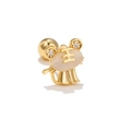 18k gold plated tiger earring with cat eye stone and crystal inlay screw back ball - Tiger Style (EGD0479)