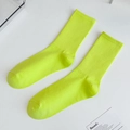 Lime green ribbed mid-calf cotton socks in minimalist layout for daily casual wear - One Size / Fluorescent Green