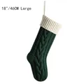 18 Zoll dunkelgrüne gestrickte Weihnachtssocke mit cremeweißem Rippbündchen für Deko - Dunkelgrün Körper/Elfenbein Manschette