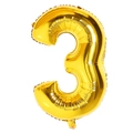 Golden number 3 foil balloon with metallic finish for birthday party decoration - 32 Inch Number 3-Gold