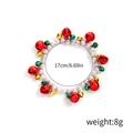 Christmas charm bracelet with red green bells and white pearls, 17cm length 8g weight - Large and Small Bells