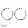 Silver minimalist stainless steel C-shaped hoop earrings with 50mm diameter and 4mm width - Smooth Style (YE35963) / 50mm / Steel