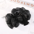 Elegant large black tulle flower hair claw clip with matching black tassel pendant - Ink Black Bubble Claw Clip with Tassel 12.5CM