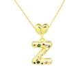 Detailed close-up of gold Z-letter bubble pendant with multi-color zircon stones - Letter-Z