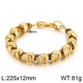 Punk skull beaded bracelet with gold steel finish and brown tiger eye stones - Gold + Tiger Eye
