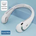 Draagbare nekventilator in wolkenwit met 5000mAh batterij en digitaal display - Engelse versie / Wolkwit/Digitaal Display