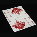 Red Henna lace tattoo sticker J1017 with intricate mandala flower patterns for hands - J1017 Red