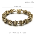 Pulsera retro de acero inoxidable dorado antiguo para hombre con cabeza de tigre y cadena - Estilo Cabeza de León (KB152704-KJX)