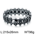 Bracciale punk da uomo con teschio in acciaio inossidabile e dettagli sulla misura - Stile Teschio a V (KB99429-BD)