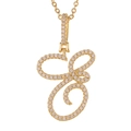 Macro detail of gold-plated S-letter pendant with pavé cubic zirconia on a cable chain - E (Gold)