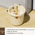 Cartoon little yellow duck plastic bath set with 480ml cup, bucket and washbasin - Large Cup + 32cm Basin + Bucket