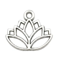 Pendentif lotus argenté ajouré pour création de bijoux DIY avec anneau de suspension - 1 Pièce Lotus Creux 14x16mm