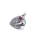 Detailed relief eagle head pendant in silver titanium steel with striking red eye stone - Red Eye Pendant (No Chain)