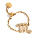 Anello a catena regolabile placcato oro 18K segno Scorpione con cristalli scintillanti - Anello Zodiacale Regolabile-Scorpione / Oro