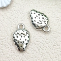 Mini silver alloy strawberry charms for DIY bracelets and earrings with realistic details - 1pc Silver Metal Strawberry 10x16mm