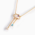 Elegant 18K gold plated cloud necklace featuring colorful crystal droplets and tassels - Cloud Necklace (XL00025 Gold)