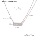 Collana minimalista in acciaio al titanio argento con ciondolo rettangolare inciso - Argento
