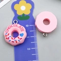 Pink resin donut charms with Chocolate lettering and colorful sprinkles, 2cm size - 1Pc (23x19mm) / Pink Chocolate Donut