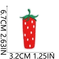 Detailed view of red strawberry embroidered patch with dimensions 6.7cm by 3.2cm - Strawberry Letter I
