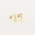 Boucles d'oreilles cœur en argent S925 doré avec pendentifs étoile et zircons - Argent 925 / Or Jaune (Étoile)