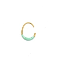Detailed macro view of mint green marble oil drip on 18K gold-plated U-shaped earrings - 19*15mm / Half Wrap Style / Green