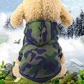 Blue and green camouflage hooded pet sweater with ribbed cuffs for dogs and cats - Army Green Camo Hoodie Dark Base