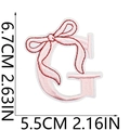 Pink letter G embroidery patch with bow detail and size dimensions 5.5x6.7cm - Bow Alphabet Letter G