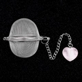 304 stainless steel tea infuser with pink heart crystal pendant and mesh ball - Rose Quartz