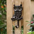 Vintage bronze cast iron owl wall hook with rustic textured finish for coat hanging - Thin Owl - Single Hook