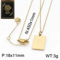 Golden 18K plated stainless steel zodiac necklace with engraved rectangular pendant - Virgo (KN200343-KLHQ)