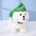 Funny grass green pet wig for small dogs and cats with bun style and elastic band - Green High Ponytail