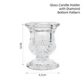 Diamond pattern transparent glass candle holder for aromatherapy, height 6cm, 120g - Flower Base Diamond Texture