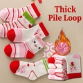 Thick terry cotton children's socks featuring cute pig patterns and red-white stripes - Thickened Terry [Piggy]
