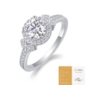Eleganter s925 Silberring mit Moissanit-Halo-Fassung und GRA-Echtheitszertifikat - US Größe 9 / R13057 Halo-Stil (mit GRA-Zertifikat)