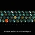 Gepolijste natuurlijke Indiase bloedagaat ronde kralen in donkergroen met rode vlekken - 6mm (ca. 60 stuks) / Natuurlijke Indiase bloedagaat