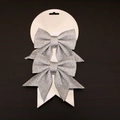 Set of two festive silver glitter bow decorations on white card for holiday Christmas decor - Size 6 - 2pcs [13*15cm] / Silver