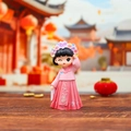 Cute resin ancient Chinese lady figurine in pink Hanfu with winking expression - Cailian