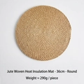 Natural jute woven heat resistant round placemat 36cm for kitchen dining table mat - 36cm Round