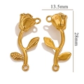 Ciondolo a rosa in acciaio inossidabile placcato oro 18K da 28mm x 13,5mm con anello - Oro Rosa a 2 Foglie