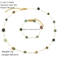 Detailed view of 18k gold plated stainless steel necklace and bracelet with natural stones - Natural Stone Pearl Style (S-H561 S-N568)