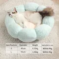 Plush light blue flower pet bed in soft fleece with non-slip base for small cats and dogs - Small / Light Green + Light Pink