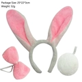 Pink bunny costume set with plush ears headband, bow tie and fluffy tail accessories - Pink Plush 3-Piece Set