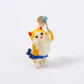Cute cartoon cat enamel brooch playing tennis with gold racket and colorful details - Cat Playing Tennis (DW0426) / Cream