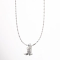Collana con ciondolo a stivale da cowboy argento con catena a fune ritorta lucida - Stivale da Cowboy / Argento
