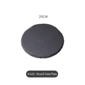 8-inch round black natural slate board for steak and sushi with raw textured edges - Round Diameter 20cm