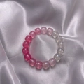 Elegant beaded bracelet with sparkling pink and clear resin pearls on white silk - S072 - Gradient Bracelet [starry Sky Pink] #sz564