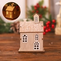 Leuchtendes Holz-Weihnachtshaus mit warmem LED-Licht und verschneiter Dachdekoration - Stil E Leuchtende Kleine Holzhütte (P-Z83)