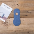 Men's dark blue cotton invisible boat socks with vertical ribbed knit and elastic fit - One Size / Denim Blue