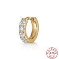 Detailed macro view of gold-plated 925 sterling silver earring with five cubic zirconias - Pave Stones (G60203507003) / Gold #11