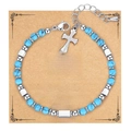 Bracciale di perline turchesi blu con ciondolo a croce su biglietto regalo religioso - Stile pendente a croce / Con Cartolina / Turchese Croce A-Bless Carta